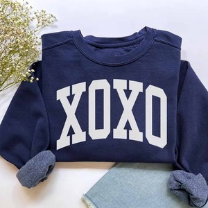 XOXO Premium Crew <b>Neck</b> <b>Mock</b> <b>Neck</b> Sweatshirt Women Men Ladies Unisex Chenille Letter Polka Dot Greek Sorority Apparel - Product Image 2
