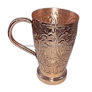 Taza de cobre puro grabada con asa y acabado pulido para beber y uso en la cocina, taza de cobre a prueba de fugas - Product Image 2