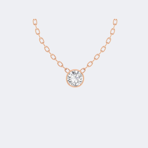 Collier solitaire en diamant de laboratoire rond serti clos de 0,50 carat, plaqué or 9 carats, certifié IGI - Product Image 3