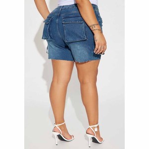 Women's <b>High</b> <b>Waist</b> Distressed Denim <b>Shorts</b> With Ripped Details Solid Color Casual Summer Style 100% Cotton Regular Fit - Product Image 6