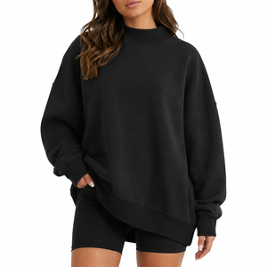 Camiseta de Manga Larga para Mujer, Talla Grande, Cuello Alto Simulado, Tela de Jersey de Algodón, Puños con Estampado Personalizado, Color y Talla Personalizables, Impresión por Transferencia de Calor - Product Image 1
