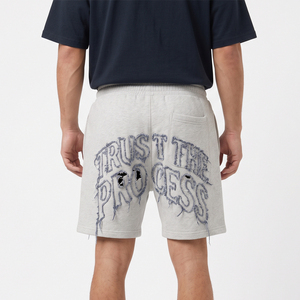 Men’s Distressed Embroidered <b>Fleece</b> <b>Shorts</b> Custom Street wear Winter <b>Shorts</b> Heavyweight 100% Polyester <b>Fleece</b> Sweat <b>Shorts</b> Men - Product Image 5
