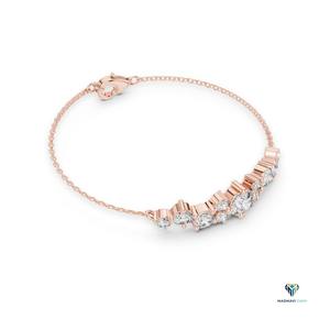 3.03 CT Rose <b>Gold</b> Round Lab Grown Diamond Graduated Bracelet in 14K <b>Solid</b> <b>Gold</b> - Product Image 3