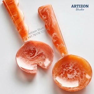 Artizon Studio Handcrafted Resin Salad Servers Unique Luxury Kitchen Dining Decorative Glossy Finish Dishwasher <b>Microwave</b> Safe - Product Image 2