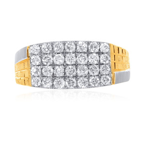 Sturdy Succession <b>Men</b> Diamond <b>Ring</b> Luxury 18K Yellow Gold <b>Men's</b> Rectangular Diamond Cluster <b>Ring</b> - Product Image 3