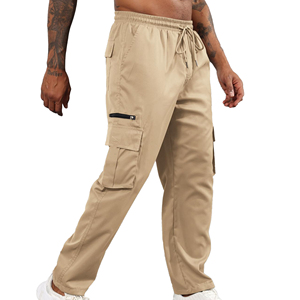 Men Custom Cargo <b>Trouser</b> Multi Pocket Casual Streetwear Pant <b>Elastic</b> <b>Waist</b> Wholesale OEM ODM Clothing Factory Supplier Wholesale - Product Image 2