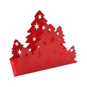 Metal Napkin Holder Christmas <b>Tree</b> Design Red Decorative Tissue Organizer Festive Tabletop <b>Stand</b> - Product Image 1