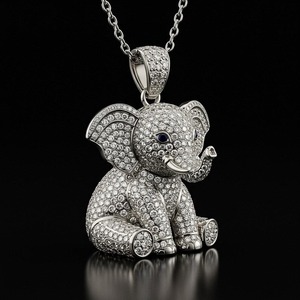 Pendentif éléphant en moissanite, style hip-hop, serti de diamants, bijoux en argent 925, charme animal, pendentif de luxe - Product Image 3