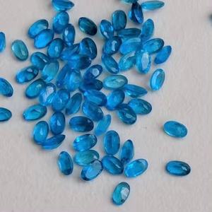 พลอยอะพาไทต์นีออนธรรมชาติขนาด 5x7 มม. รูปทรงวงรีเหลี่ยมเพชรพลอย  งานแฮนด์เมด ขายส่งจากผู้ผลิต - Product Image 2