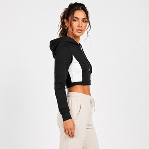 Sweat-shirt court à capuche pour femme, style graphique, doux et décontracté, avec capuche réglable, manches longues, poignets côtelés, confortable - Product Image 4
