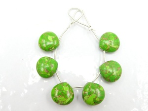 Cobre verde turquesa en forma de corazón en forma de lágrima 12X12MM cuentas de piedra pulida suave par combinado para la fabricación de joyas al por mayor - Product Image 6