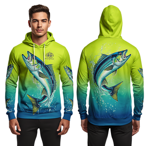 <b>Neon</b> Mahi Fishing Hoodie Shirt Sublimation Print Vibrant Yellow <b>Green</b> Aqua Ocean Fish Splash Performance Wear - Product Image 2