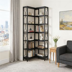 Libreria ad Angolo Verticale e Scaffale Espositivo per Piante e Libri, Elegante Libreria - Product Image 4