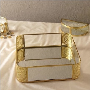 Rectangular Metal <b>Storage</b> <b>Tray</b> With Handle Polished Finish Classic Design Tableware Decorative Serving <b>Tray</b> - Product Image 2