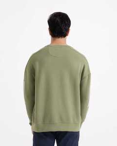 Sweat-shirts à col rond en molleton épais de haute qualité, plissés et brodés, à manches longues, pour hommes - Product Image 4