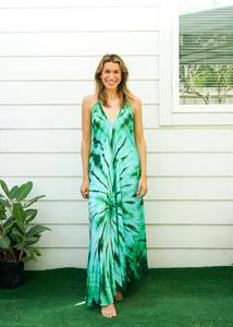 OEM Private Label Tie Dye Maxi Dress Solide Motif Fantaisie Conçu Long Bras Longueur Vacances Commande Indien Exportateur Robe Vente - Product Image 4