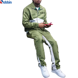 Conjunto Deportivo Personalizado de Chaqueta Cortavientos y Pantalones para Hombre, Color Verde y Blanco, con Cremallera Completa, Estilo Deportivo Informal - Product Image 5