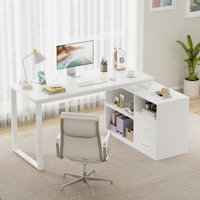 Bureau de bureau moderne en forme de L rectangulaire avec des meubles de design industriel à base de métal élégant