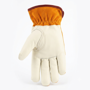 Cowhide Split Grain Leather Industrial Safety <b>Gloves</b> Truck <b>Driver</b> Welding Heat Resistance Elastic Wristlet Smooth Texture - Product Image 3