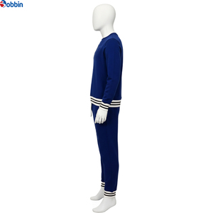 Top Trend Men's Heavyweight Customized Sports Suit Blue Cotton Tracksuit Full Sleeve Crew Neck Solid Color Jogging <b>Set</b> 2 1 - Product Image 2