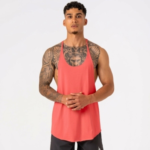 Nueva Llegada: Camiseta sin Mangas para Hombre, Color Coral Sólido, Cuello Redondo, Tejido Transpirable, Estilo Casual - Product Image 1