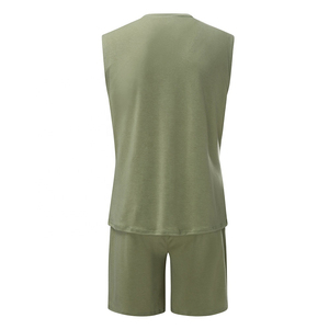 Premium Fitness Workout Clothing Lightweight Fabric Quick Dry Comfortable Fit For Training Men Sleeveless T Shirt Short <b>Set</b> - Product Image 3