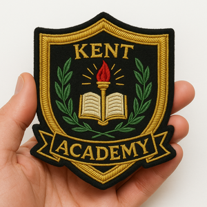 Écusson brodé personnalisé de haute qualité pour uniforme scolaire, à coudre, en polyester tissé, sans nickel, rond, pour vêtements - Product Image 3