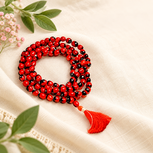 Collier vintage religieux en perles Gunja Ratti rouges, perles de graines naturelles, pour cadeau de mariage, fête, fiançailles, anniversaire - Product Image 4