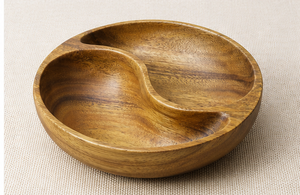 Tazón de Servir Rústico Hecho a Mano de Madera de Acacia Yin Yang con Compartimentos Divididos, Duradero, Ecológico, Seguro para Alimentos, con Revestimiento Pulido, Bonito - Product Image 6