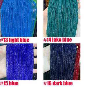 Perles rondes micro-facettées de 2 mm = Perles d'espacement en cristal synthétique rondes pour la fabrication de bijoux, 18 couleurs différentes au choix - Product Image 2