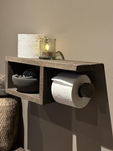 Rustic Driftwood <b>Toilet</b> <b>Roll</b> <b>Holder</b> <b>Wall</b> <b>Mounted</b> Wooden Bathroom Storage Shelf Handmade Vintage Organizer - Product Image 3