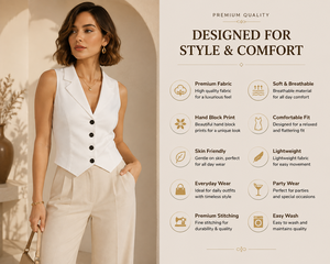 Designer Cotton Business Casual Outfit-Women's White Vest Summer Set Combined <b>Comfy</b> Loose Trousers Two Piece Apparel Maria - Product Image 4