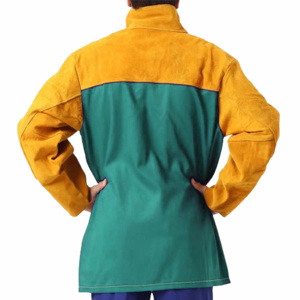 Premium Quality Cowhide Split Leather Welding <b>Jacket</b> Leather Industrial Safety Heavy Duty Fire Heat <b>Spark</b> Resistant for Body - Product Image 3