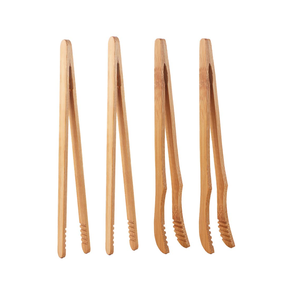 Pinces à glace en bois réutilisables, outils de bar au design minimaliste pour servir salades et légumes, pinces à pain et à toasts en bois - Product Image 6