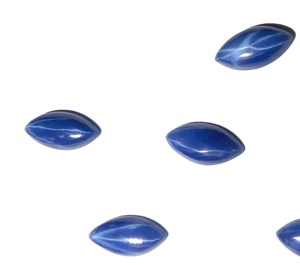 Saphir bleu étoilé marquise 4x8 mm 1 carat, cabochon poli créé en laboratoire, effet étoile à 6 branches, hauteur 3 mm pour la fabrication de bijoux - Product Image 1