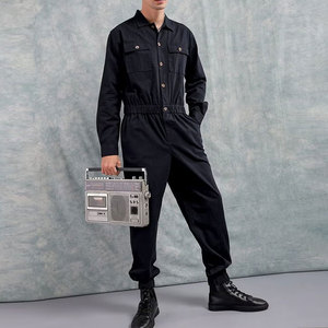Combinaison tendance pour homme avec fermeture éclair sur le devant, coupe décontractée, pour un usage quotidien, en mélange de coton, élégante - Product Image 1