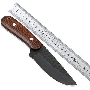 OEM Handmade High Quality Industrial Multi-functional Camping Hunting Bushcraft Knife Straight <b>Clip</b> Point Textured Wood Handle - Product Image 6