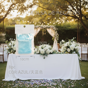 Sacchetti Regalo in Organza Ilan 10x15cm Blu 8pz Sacchetti per Bomboniere Matrimonio - Product Image 2