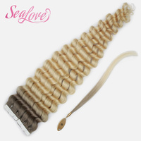 Extensions de cheveux humains 100% Remy double drawn, longues, à bandes invisibles injectées, texture Deep Wave, fournisseur d'usine
