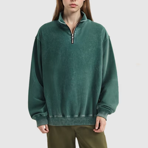 Sweat-shirt surdimensionné 320G à col zippé et épaules tombantes, style vintage, avec fermeture éclair 1/4, pour homme - Product Image 1