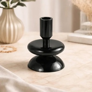 Black <b>Candlestick</b> Holder 5 Inch <b>Tall</b> Steel Geometric Design for Home Decoration Durable Finish - Product Image 5