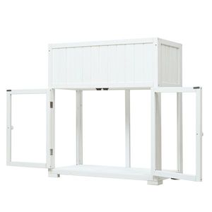 Mini serra da giardino compatta a 2 porte in legno, 35,4 x 17,7 x 37,4 cm, con ruote, per letto rialzato interno ed esterno - Product Image 4