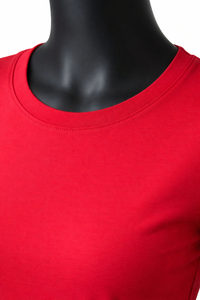 Women's <b>Red</b> Crew Neck Short Sleeve T-Shirt Slim Fit Jersey Cotton Casual Wear All Seasons - Product Image 6