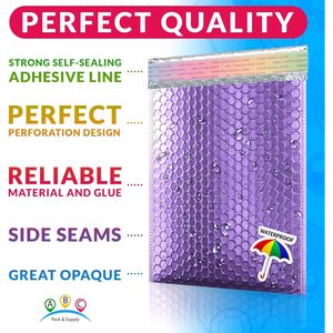 4x7 adesivi con sigillatura a bolle viola metallizzato Poly imbottite buste di spedizione antiacqua da 25 per la spedizione - Product Image 3