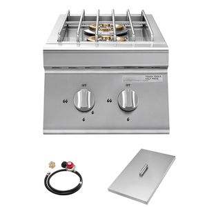 Doppio Bruciatore Laterale a Propano Liquido da 15.000 BTU per Cucina Esterna, in Acciaio Inox 304, Convertibile a Gas Naturale per Griglie da Campeggio - Product Image 1