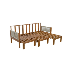 Sofá Cama de Lujo de Teca para Exteriores, Convertible, para Patio, con Trenzado de Cuerda, Muebles de Jardín Modernos, Set de Tumbonas para Piscina - Product Image 4