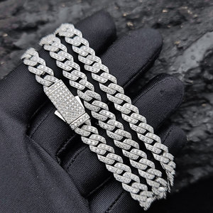 Cadena cubana de plata 925 con diamantes cultivados en laboratorio, cadena Curb Iced Out, collar de lujo estilo Hip Hop, joyería llamativa con diamantes certificados - Product Image 3