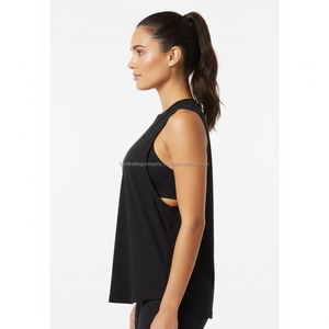 Private Label 100% Cotton Muscle Tank <b>Top</b> Women Custom Brand Logo Plain Blank Deep Armhole Sleeveless Tee Manufacturer Wholesale - Product Image 3