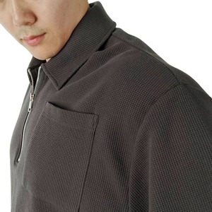 เสื้อเชิ้ตแขนสั้นคอสูงสำหรับผู้ชาย ผ้าเจอร์ซีย์คอตตอน 100% ทรงปกติ ลายพิมพ์ตามสั่ง สไตล์ลำลอง กระเป๋าซิปด้านหน้า - Product Image 5