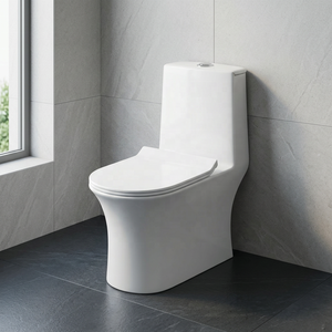 WC monobloc en céramique moderne à siphon en S pour bâtiments commerciaux et projets hôteliers - Product Image 2